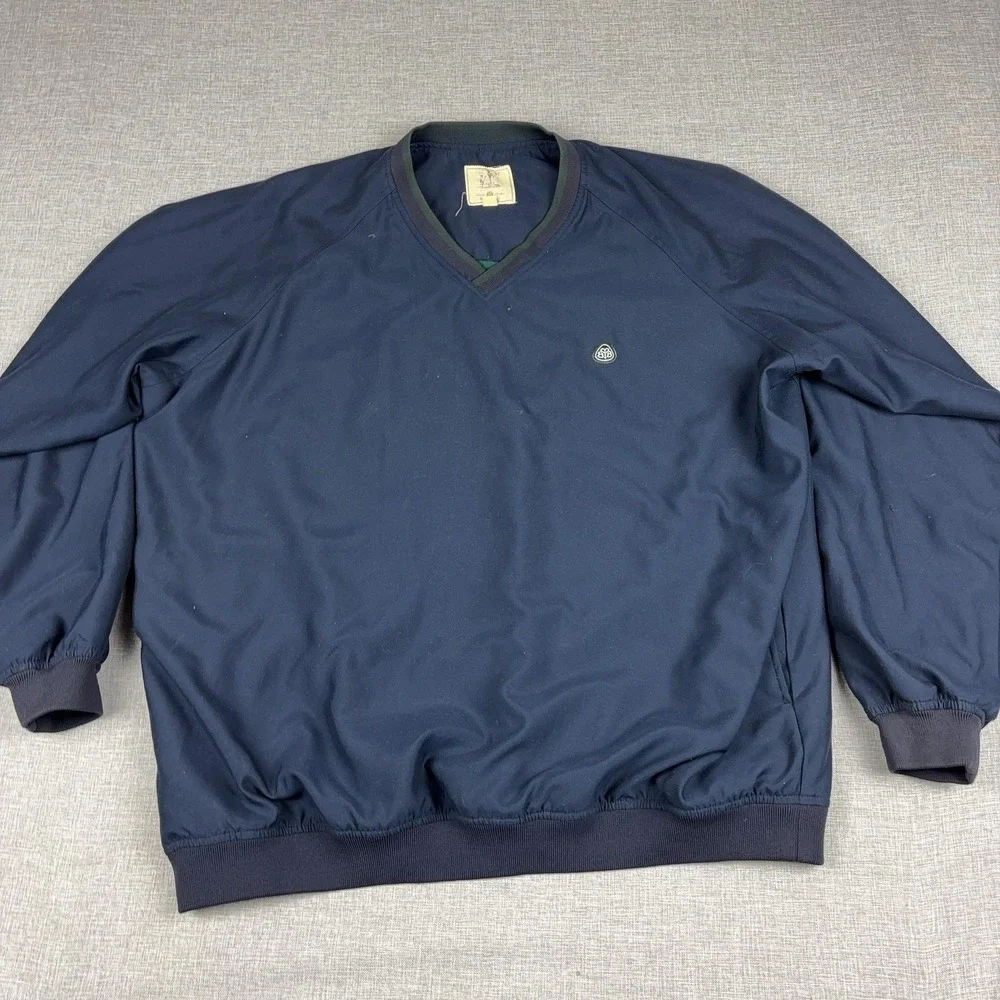 Brooks Brothers Jacket Mens 2XL Blue V-Neck Golf Windbreaker Pullover Lined